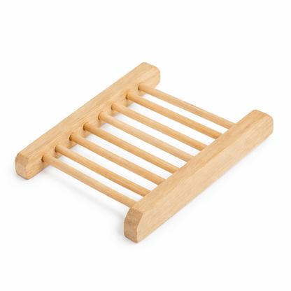 Bamboo Wood Soap Holder w/ Exfoliating Soap Bag